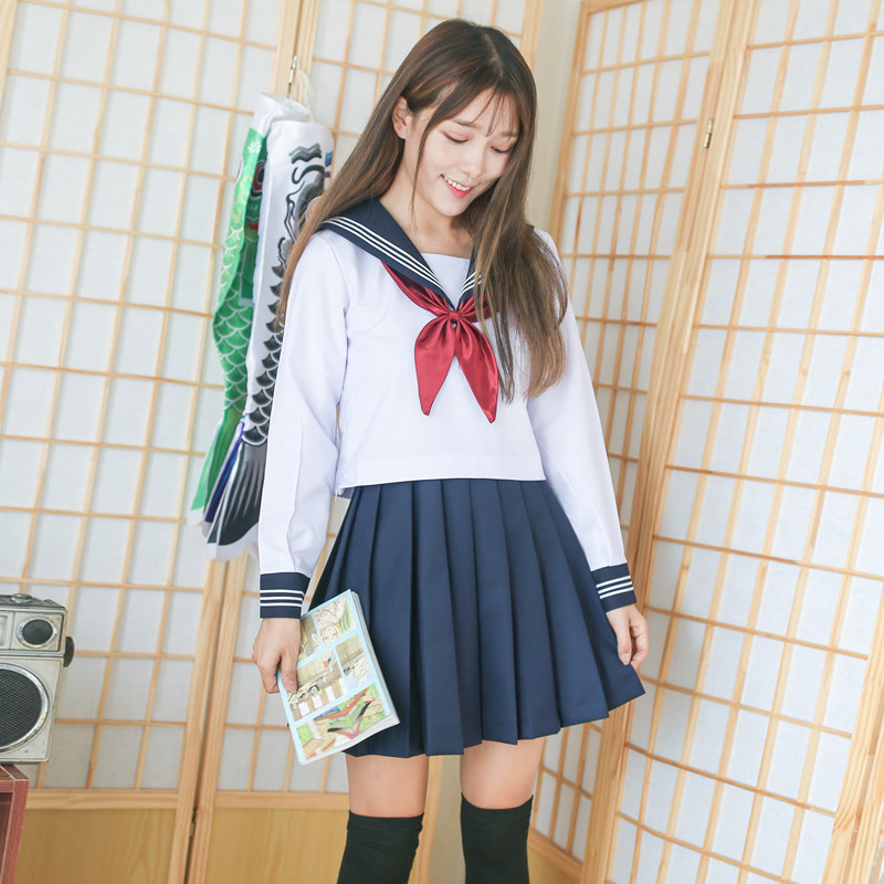 長袖本格派三本ラインセーラー服上下セット