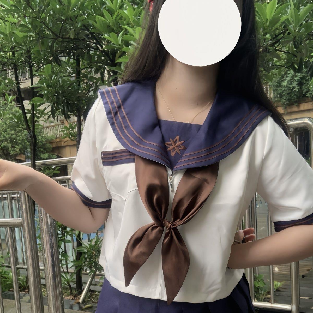 セーラー服 花模様セーラー襟 半袖制服トップス