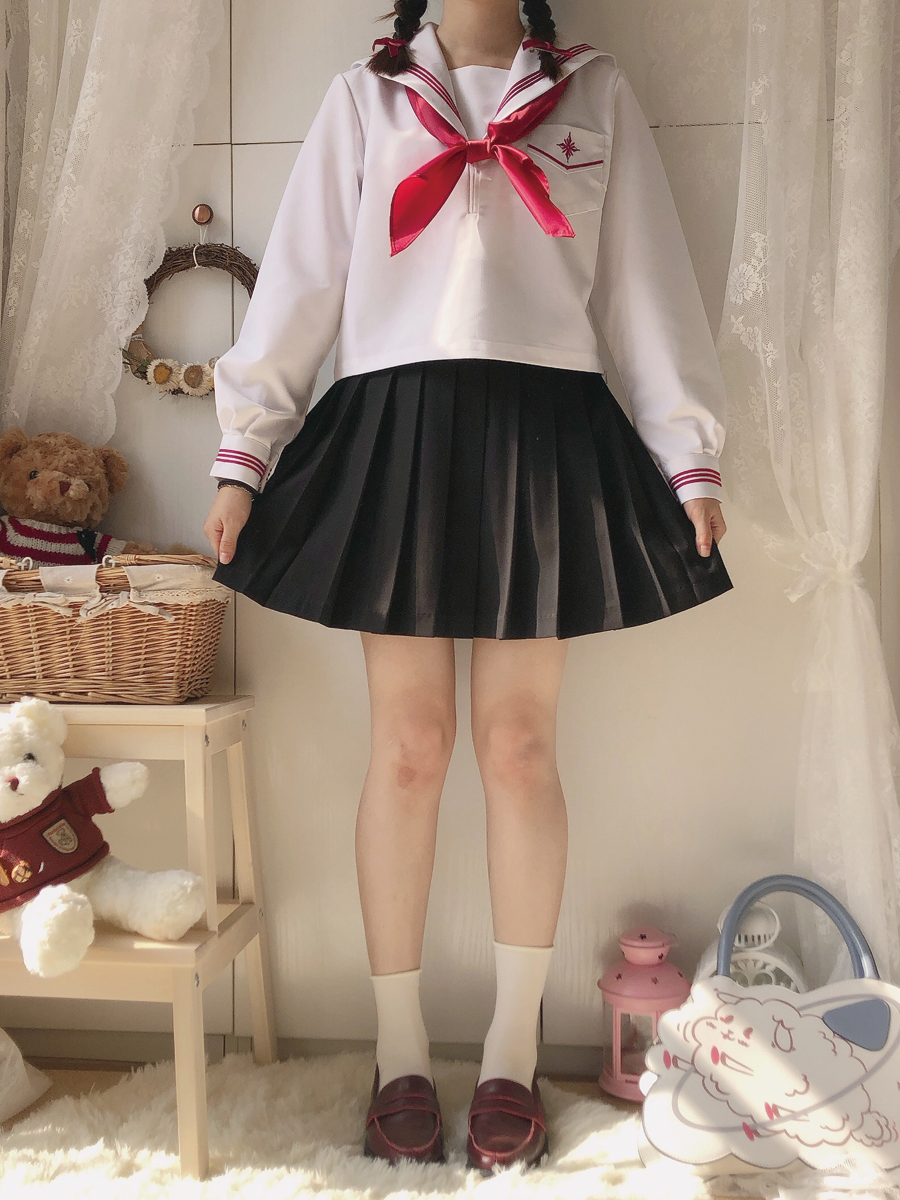 セーラー服 星型ワッペン付きマリン風セーラートップス