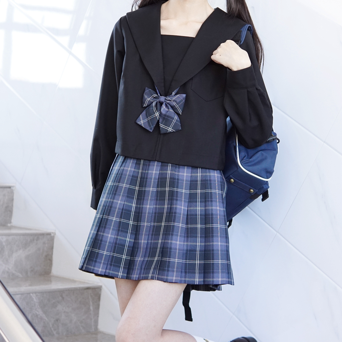 セーラー服 学生風長袖セーラーブラウス