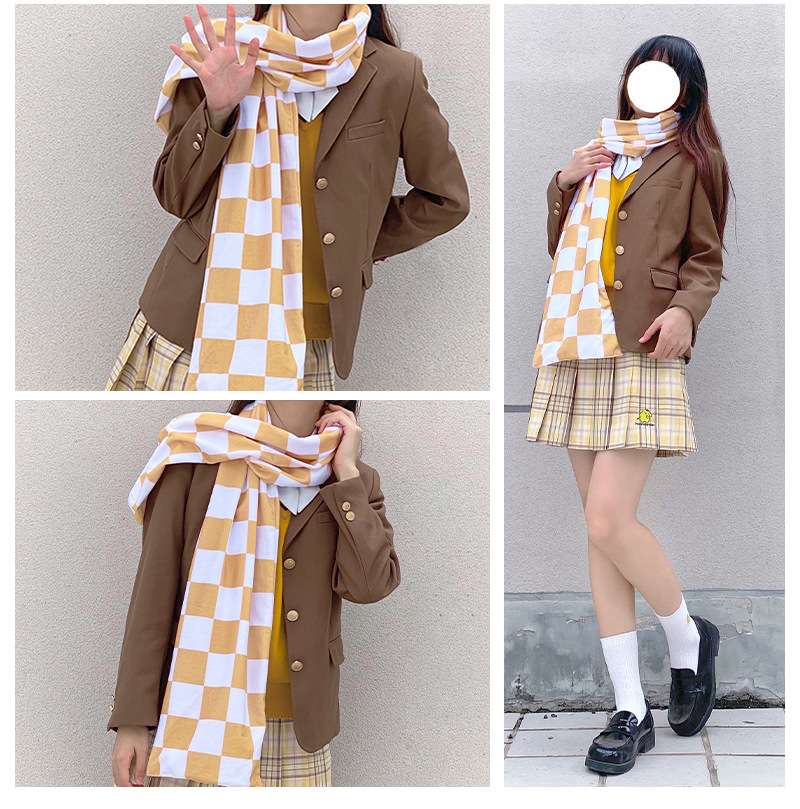 セーラー服  チェック柄マフラー付き学生風コーデセット