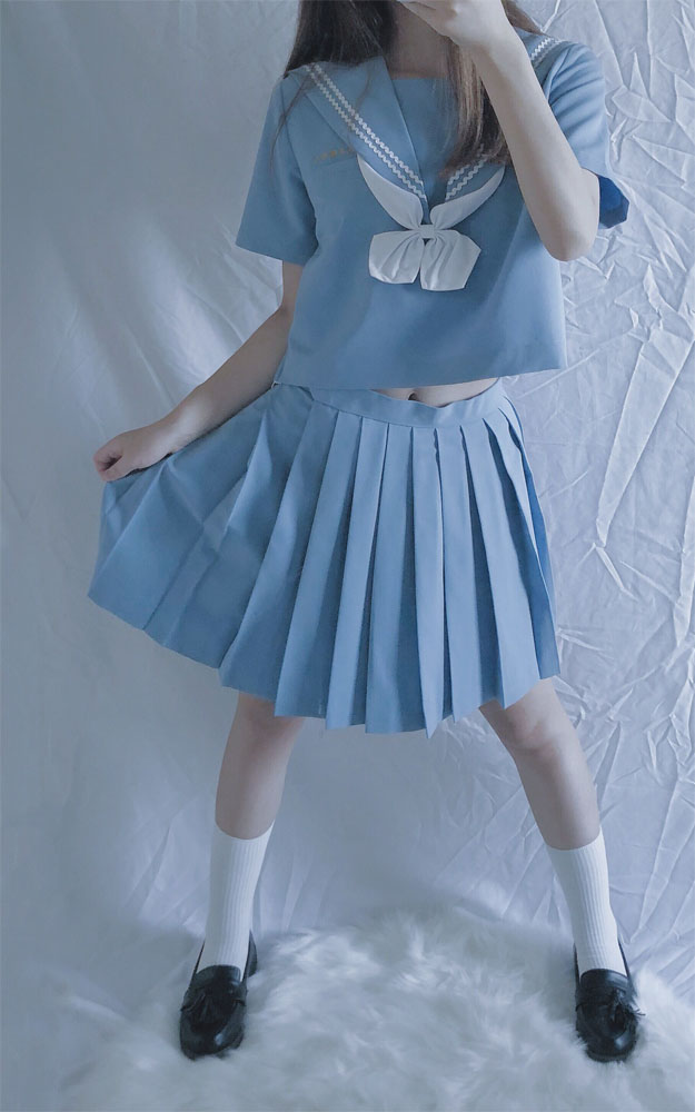 セーラー服 清涼感あふれる二本ライン セーラートップス