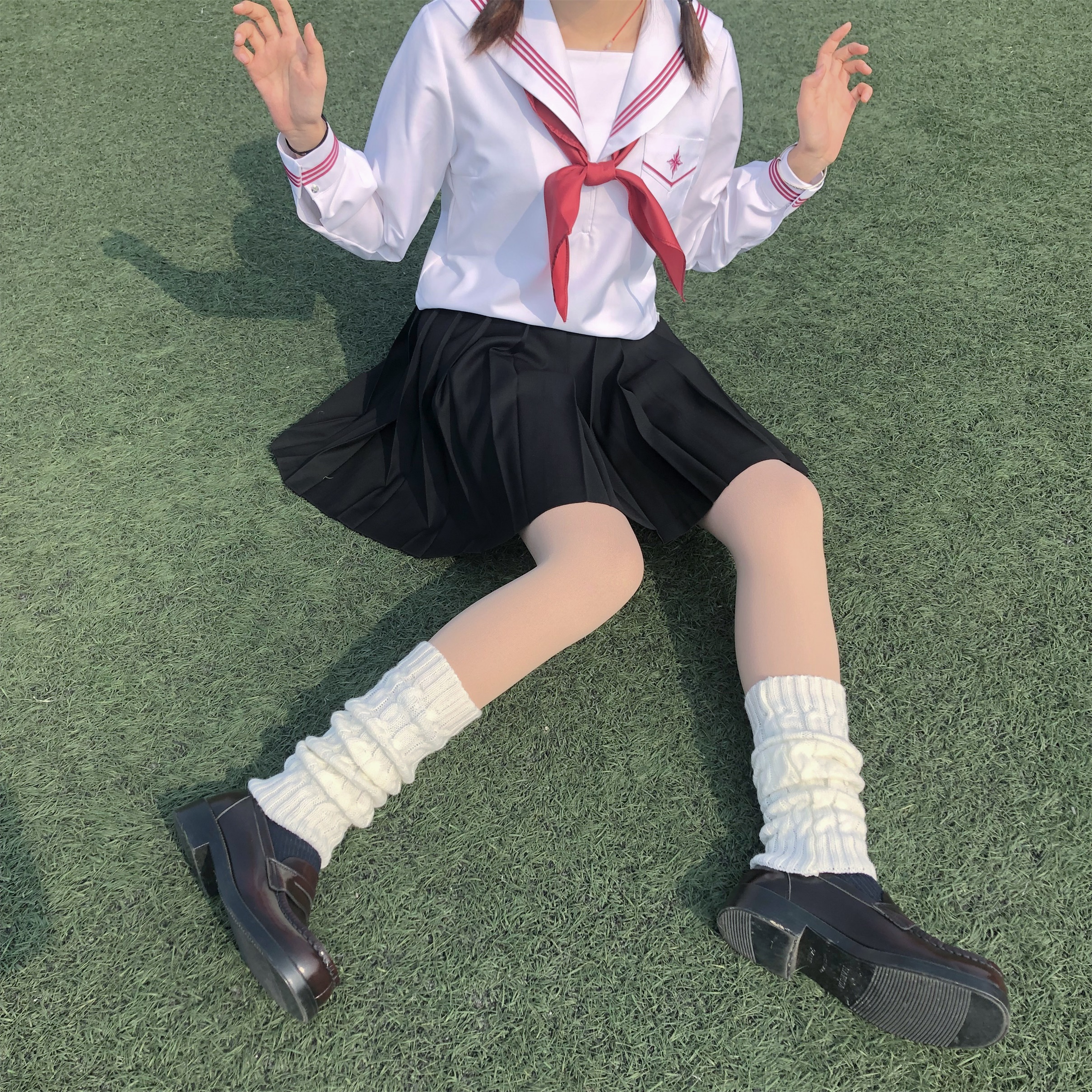 セーラー服 星型ワッペン付きマリン風セーラートップス
