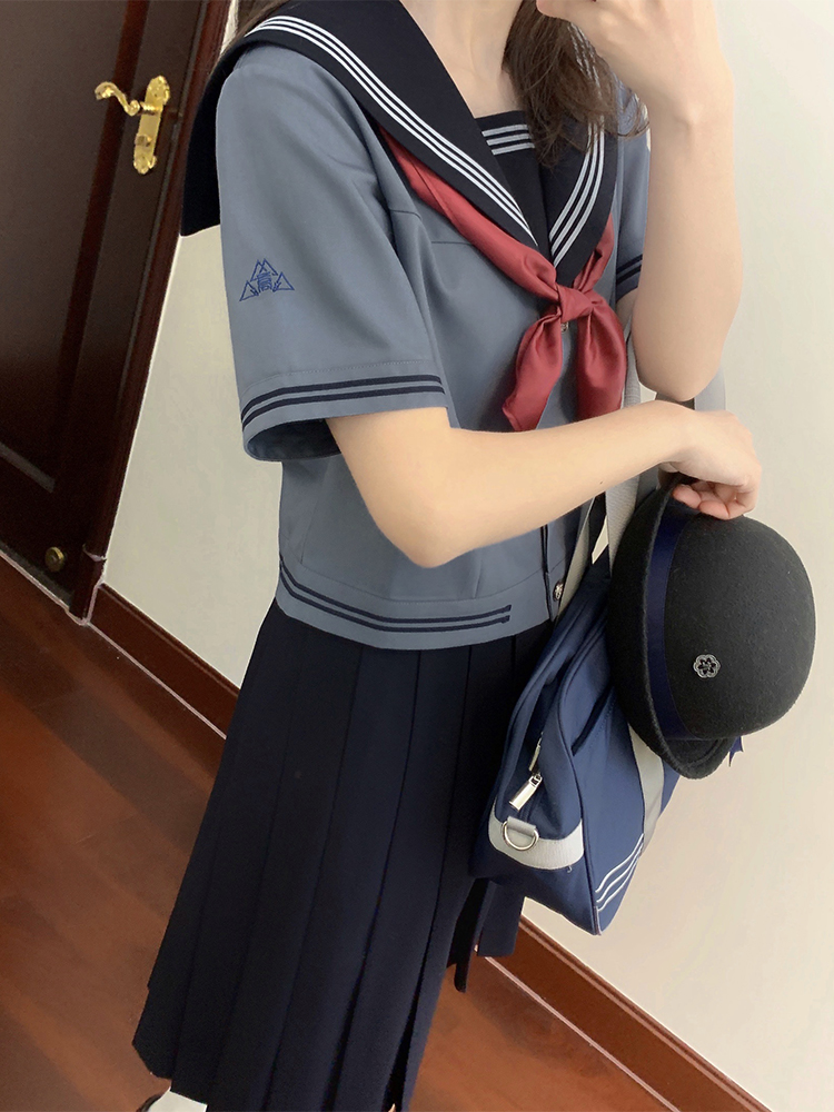 セーラー服 学院風三本線セーラー襟半袖制服ブラウス