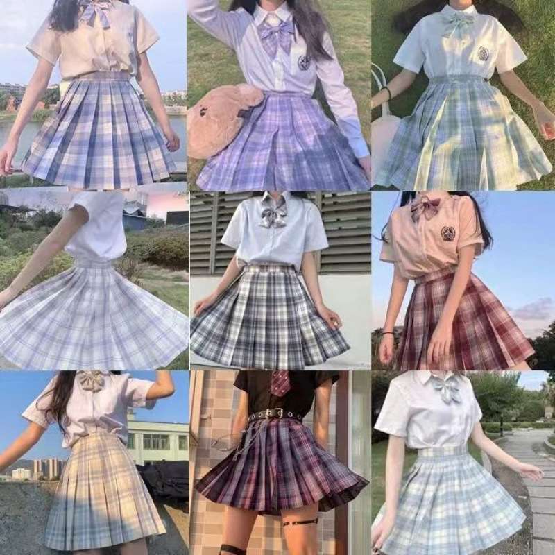 セーラー服  プレッピースタイル チェック柄プリーツスカート制服セット