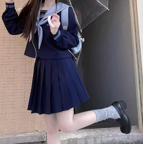 冬セーラー服セット青3本ライン（本格的）160cm女の子サイズセーラー服 - セーラー服上下