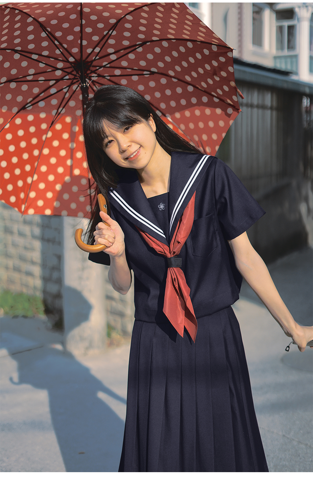 セーラー服 赤リボン付き半袖 制服