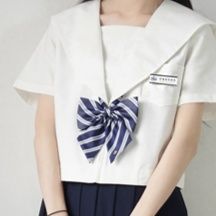 セーラー服セーラー服アイテム上品な白襟セーラー服紺リボン付き学園風制服