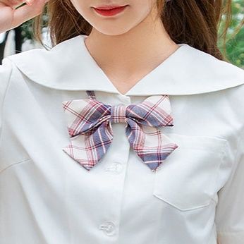 セーラー服セーラー服アイテム制服風清楚な白襟半袖チェック柄セット