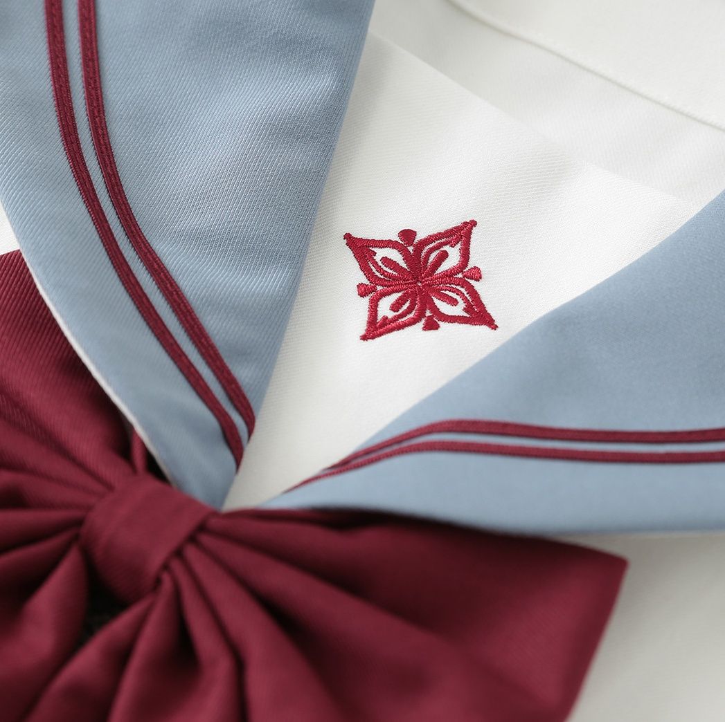 セーラー服 配色ライン入り大きめ襟セーラー長袖ブラウス