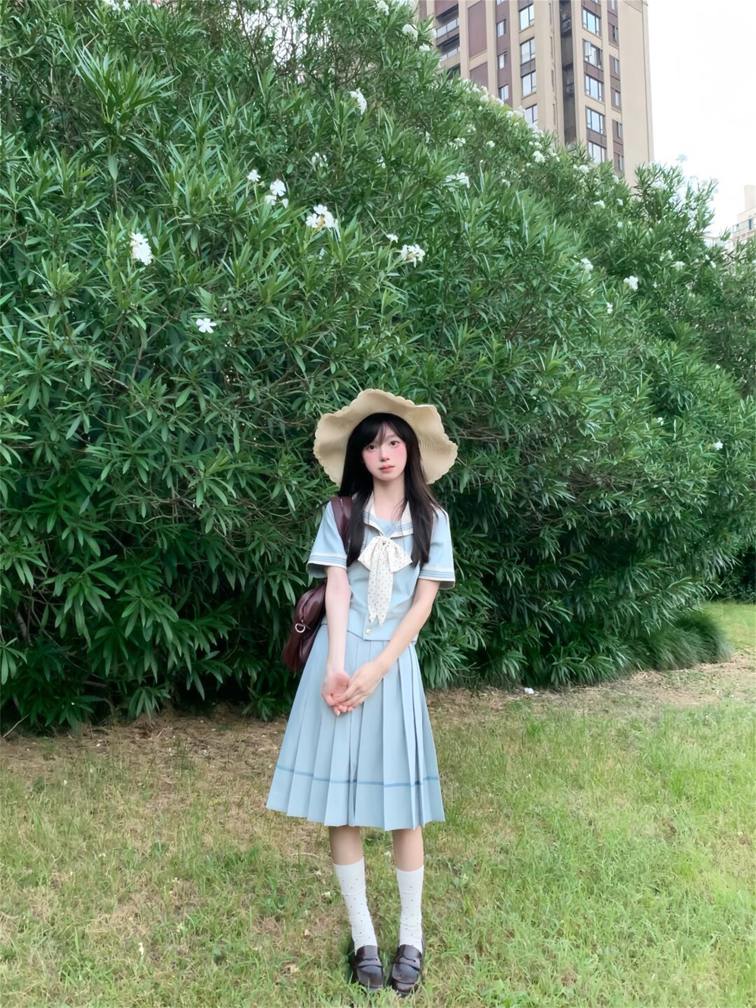 セーラー服 水手風リボンデザイン半袖セーラートップス