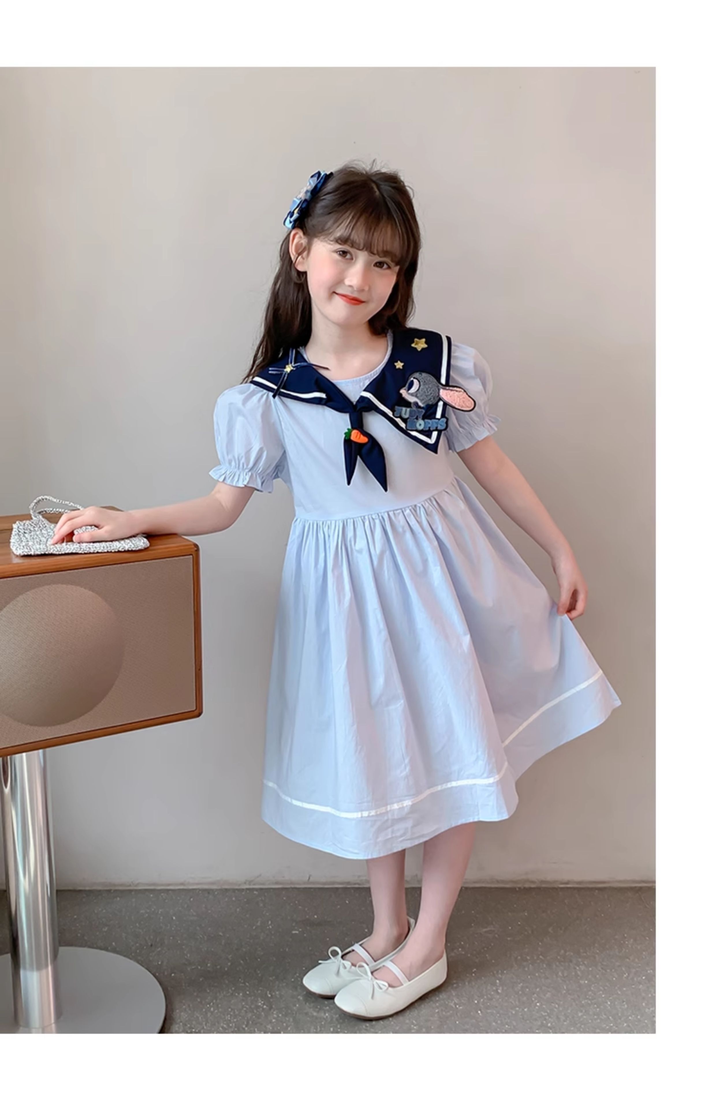 セーラー服 お星さま刺繍入り子ども用マリンワンピース