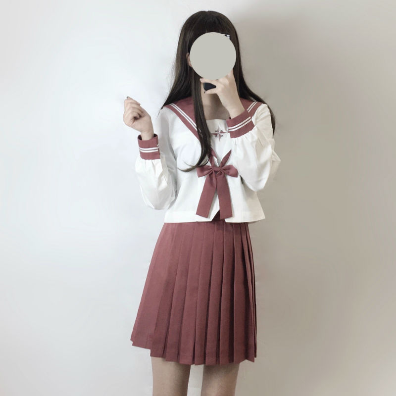 セーラー服 星柄刺繍リボン付きセーラーブラウス