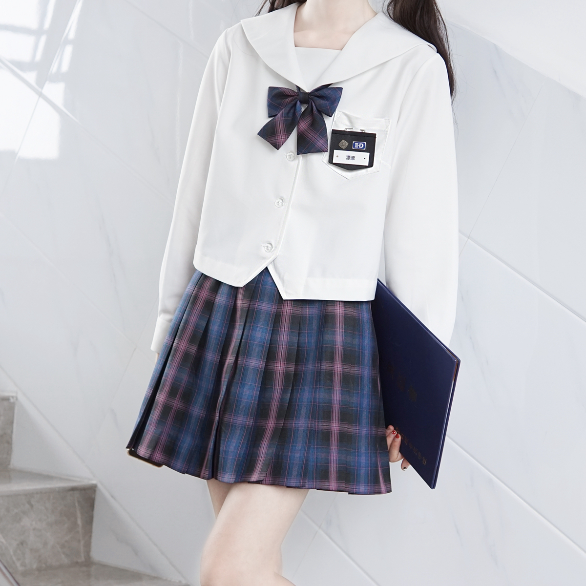 セーラー服 学生風長袖セーラーブラウス