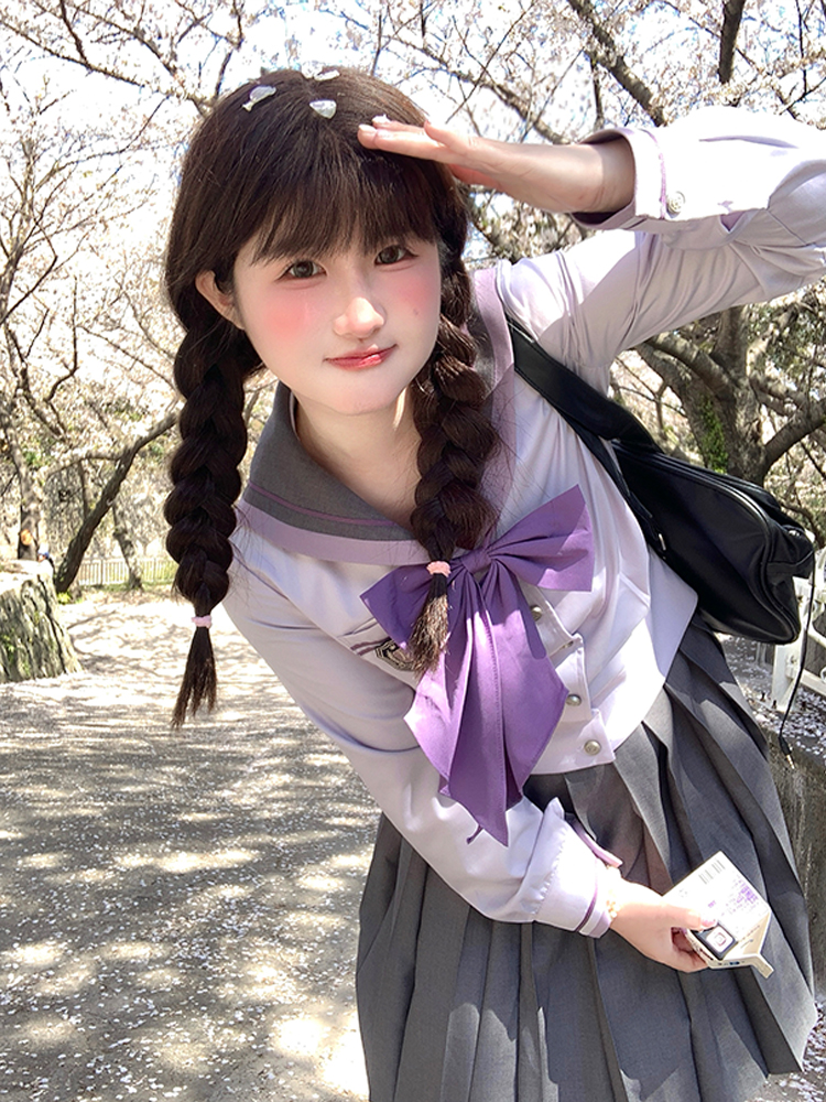 セーラー服 優雅リボン付き制服風セーラートップス