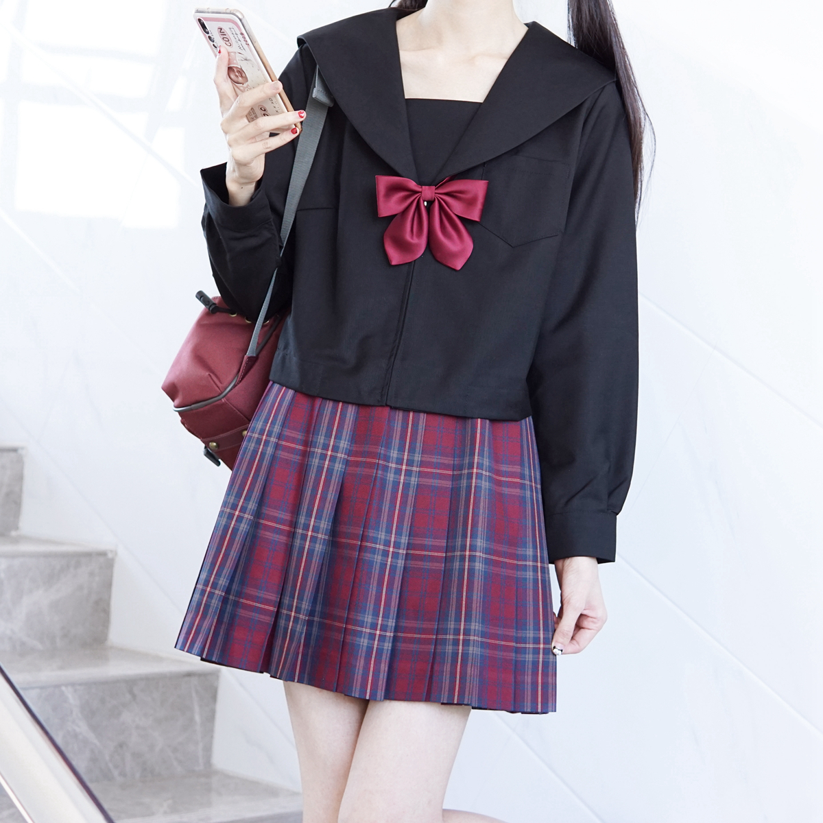 セーラー服 学生風長袖セーラーブラウス