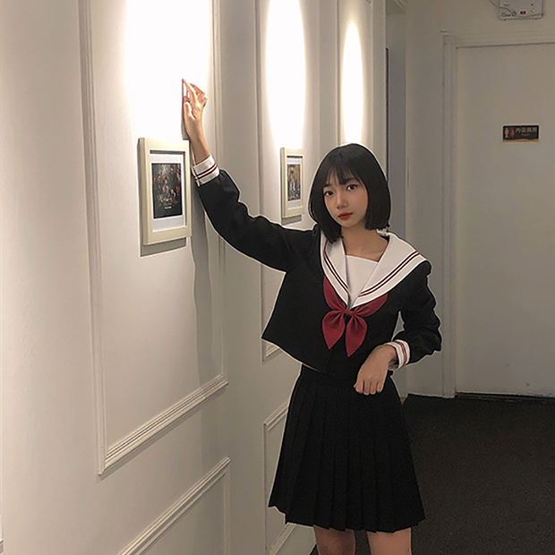 セーラー服 クラシック襟付き長袖セーラートップス