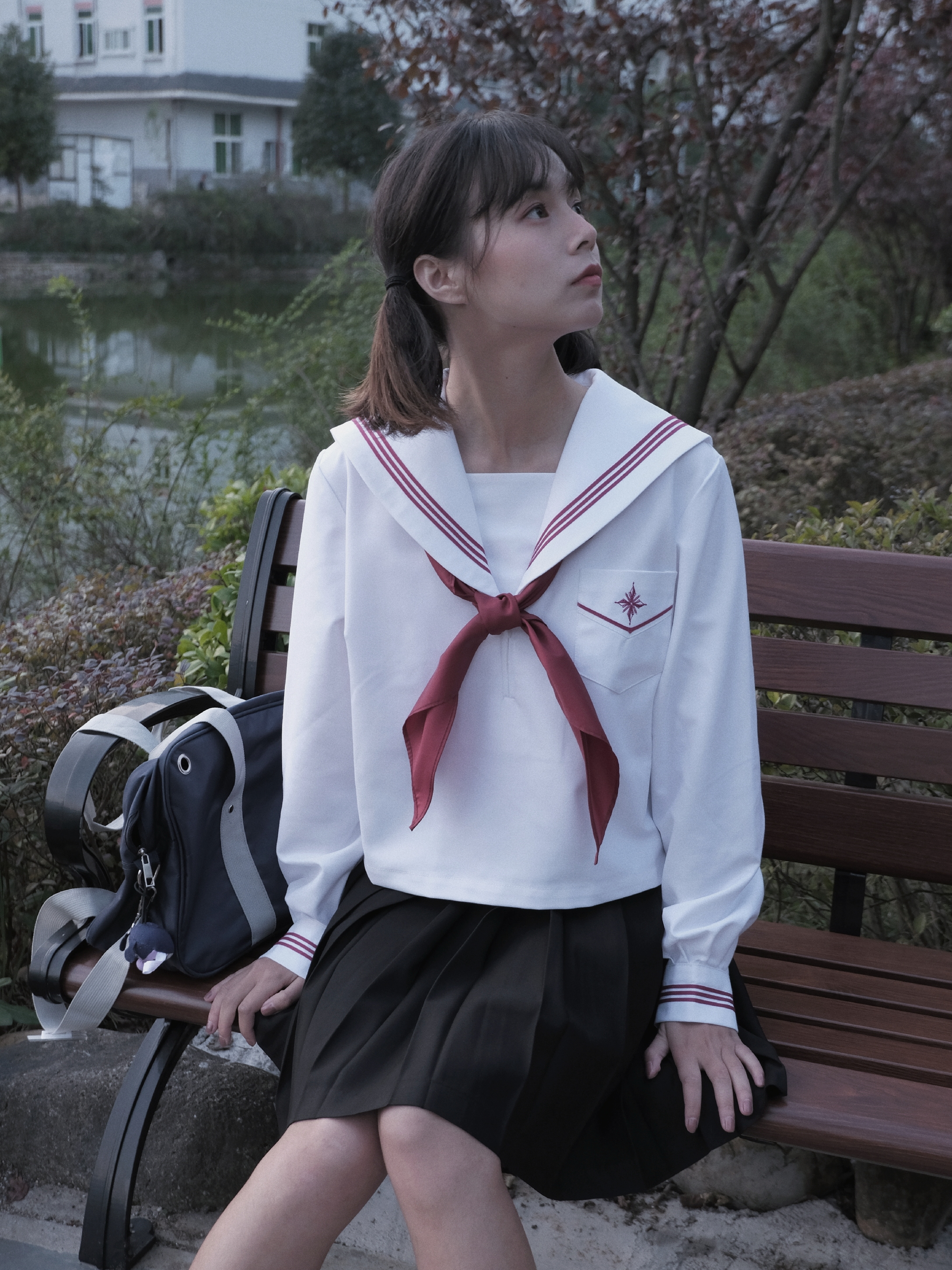 セーラー服 星型ワッペン付きマリン風セーラートップス