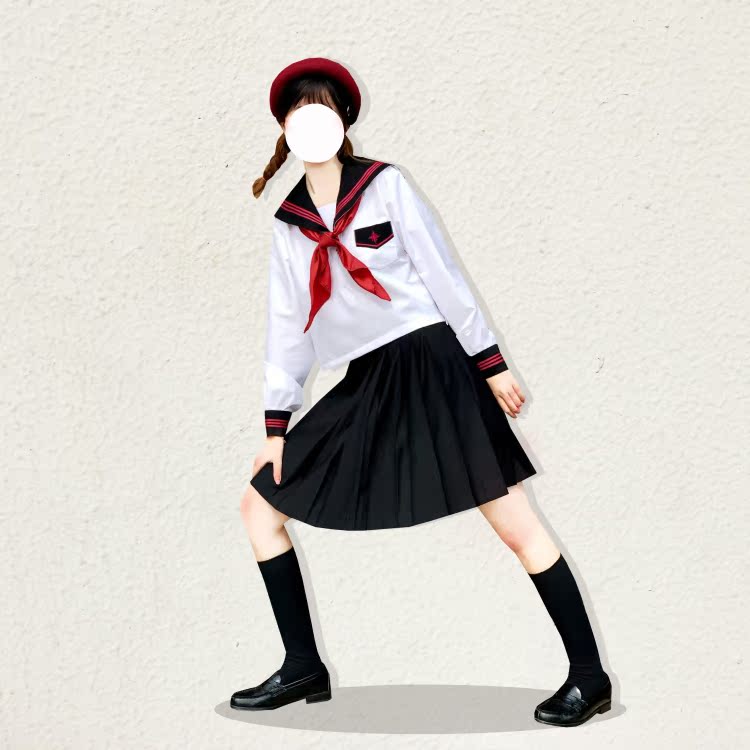 セーラー服 星型ワッペン付きマリン風セーラートップス