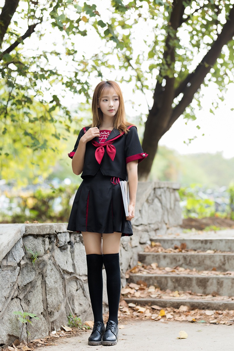 セーラー服 リボン飾り 涼やか半袖セーラートップス