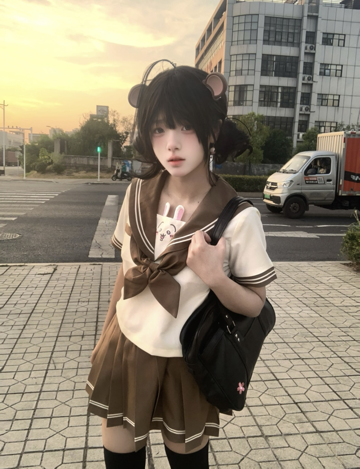 セーラー服 リボン結び セーラー半袖ブラウス