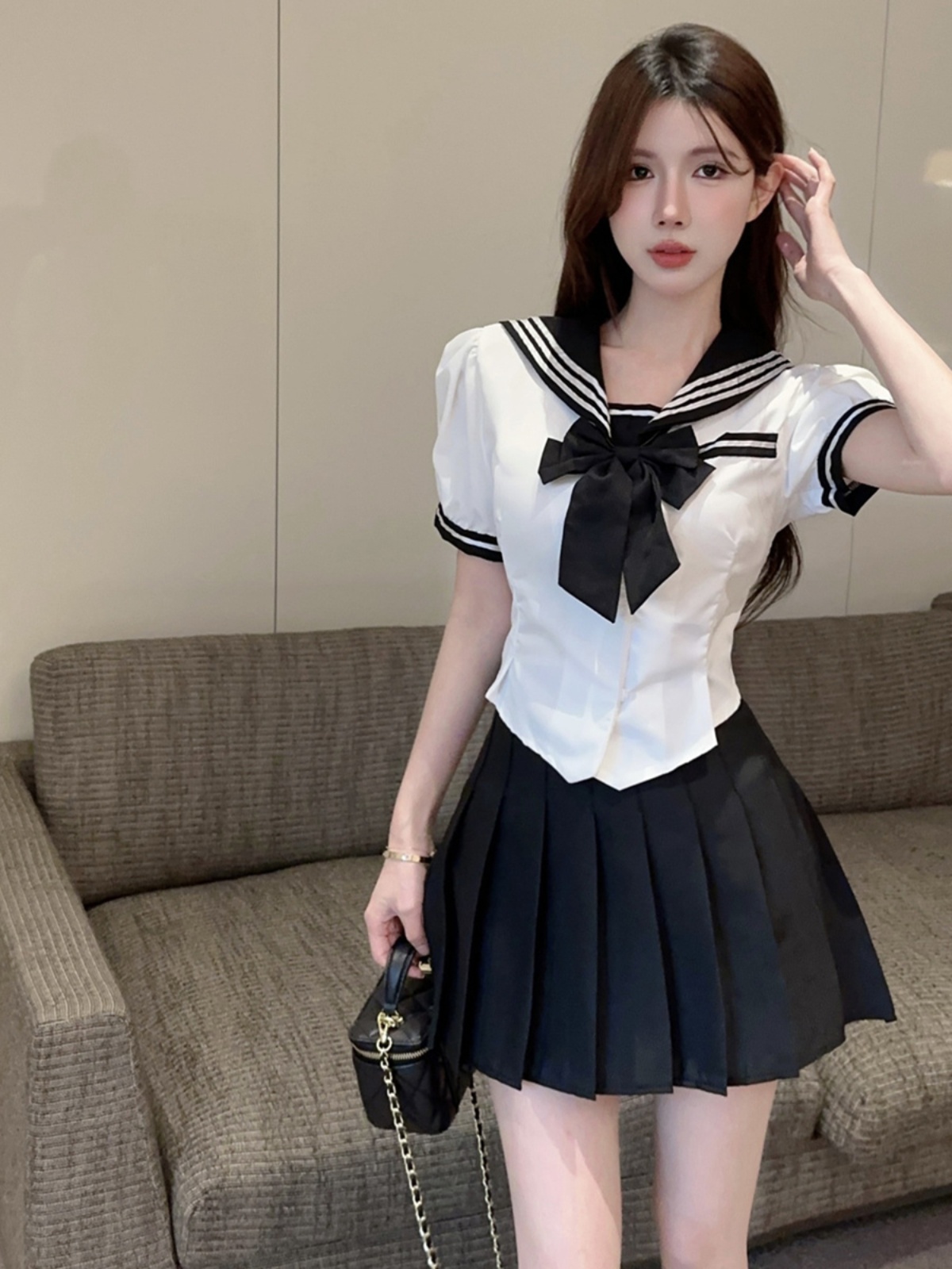 セーラー服 パフスリーブ リボン セーラーブラウス