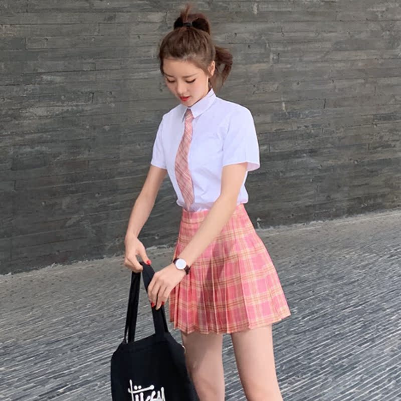 セーラー服 学園風半袖制服ブラウス ネクタイ付きスクールシャツ