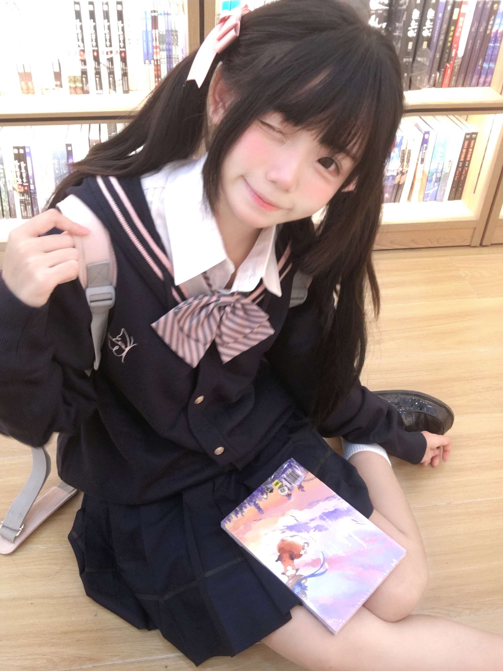 セーラー服 学生風カーディガン制服コーデ