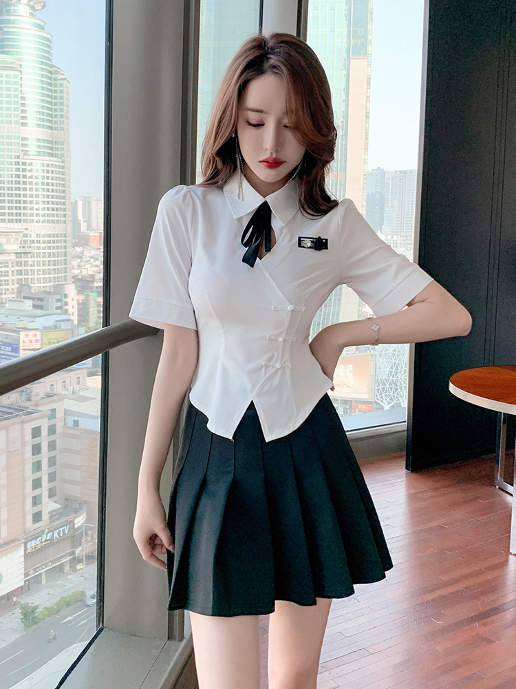 セーラー服 チャイナ風デザイン セーラー半袖ブラウス