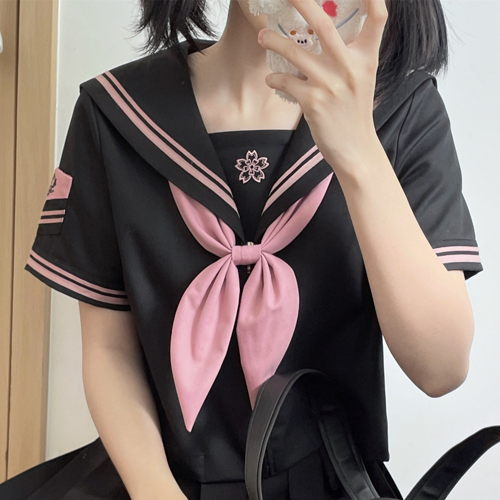 セーラー服 桜刺繍入り制服風セーラー服トップス