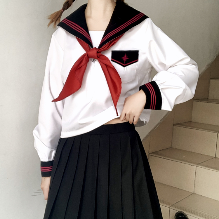 セーラー服 星型ワッペン付きマリン風セーラートップス