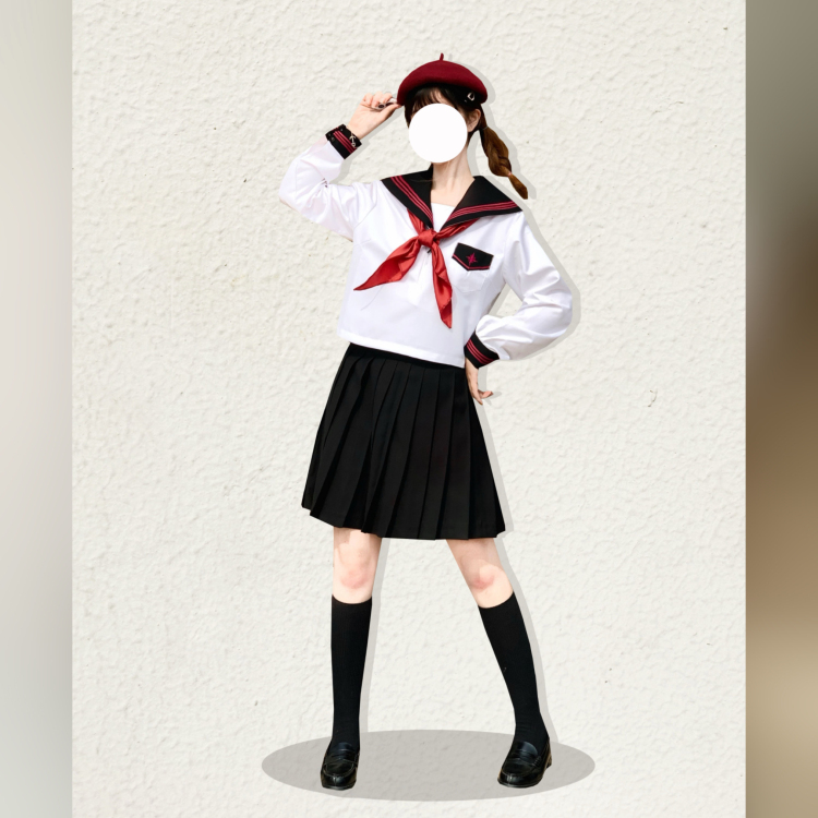 セーラー服 星型ワッペン付きマリン風セーラートップス