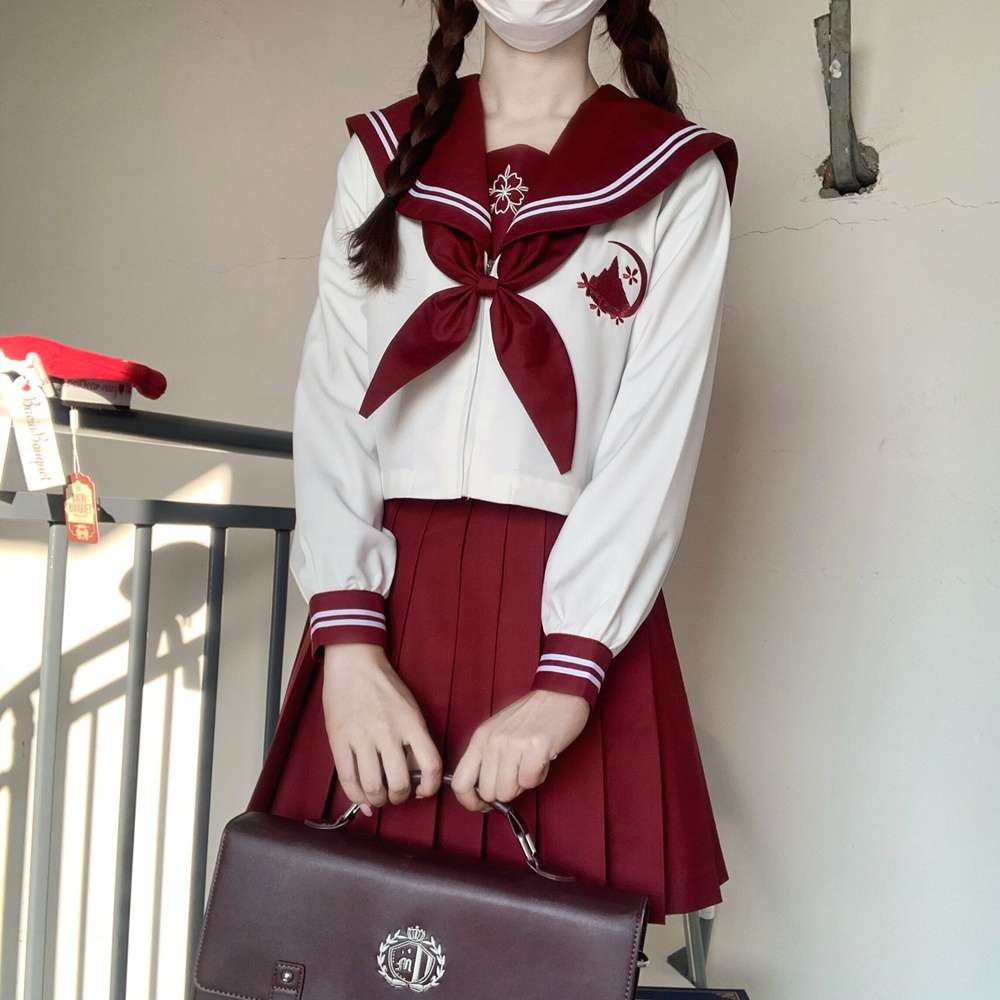 学園風セーラー服リボン付き制服セット