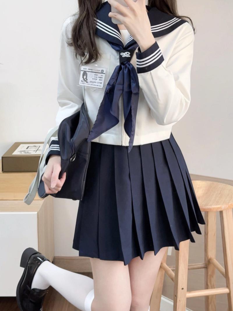 セーラー服 伝統美学 セーラー風長袖トップス