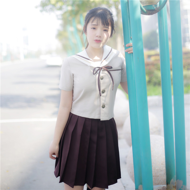 セーラー服 清楚リボン付き長袖セーラーブラウス