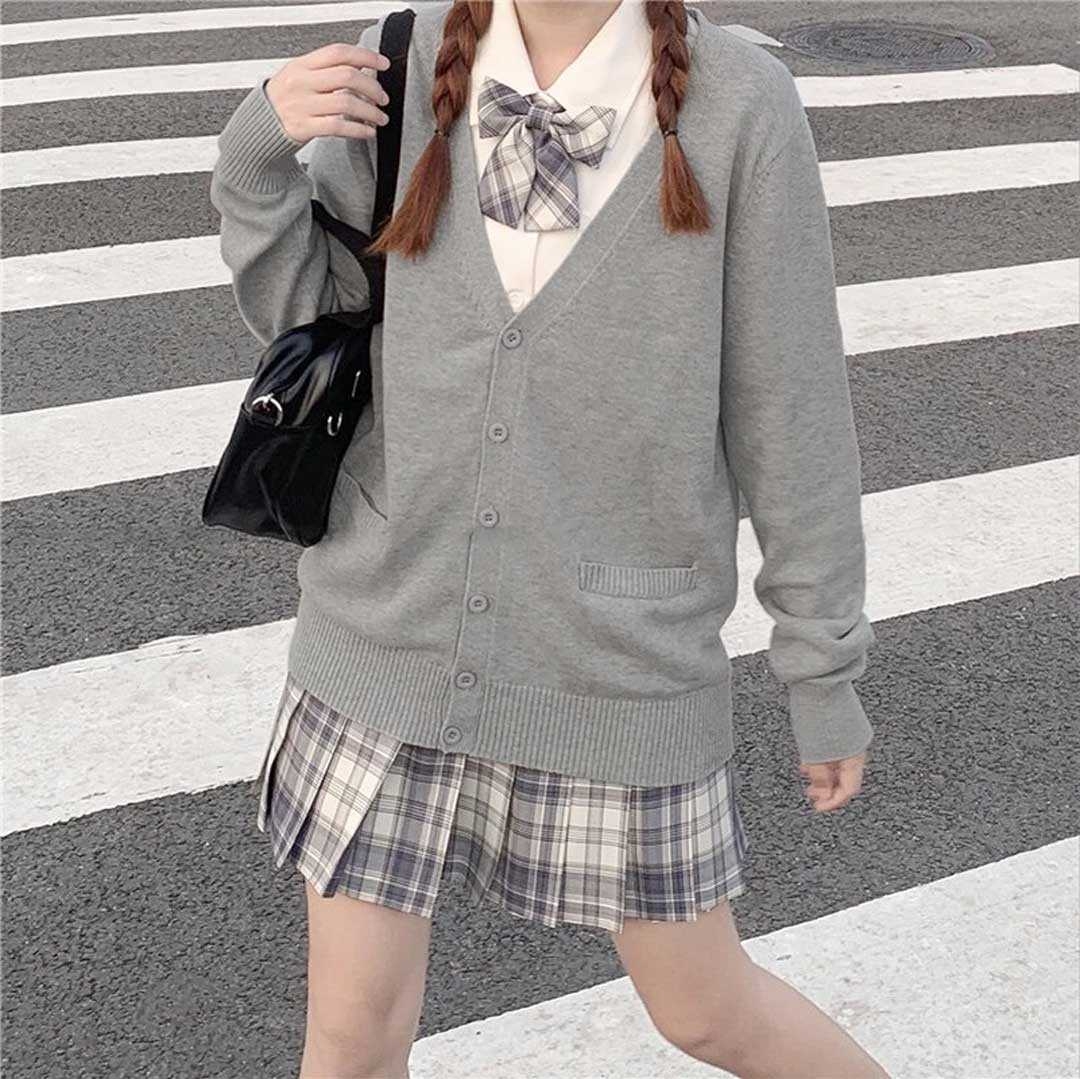 セーラー服 学生制服カーディガン 紺色 男女兼用 通学用ニット
