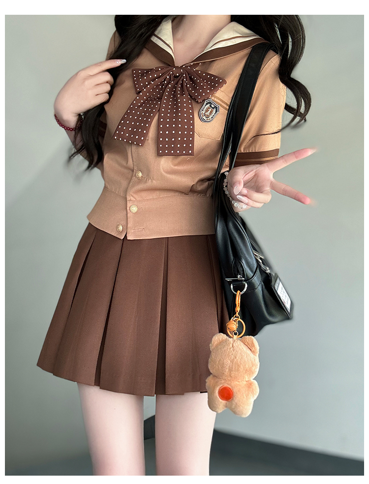セーラー服 優雅リボン付き制服風セーラートップス