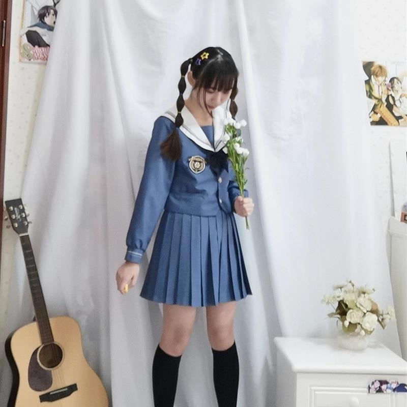 セーラー服 スクール風エンブレム付き長袖セーラートップス