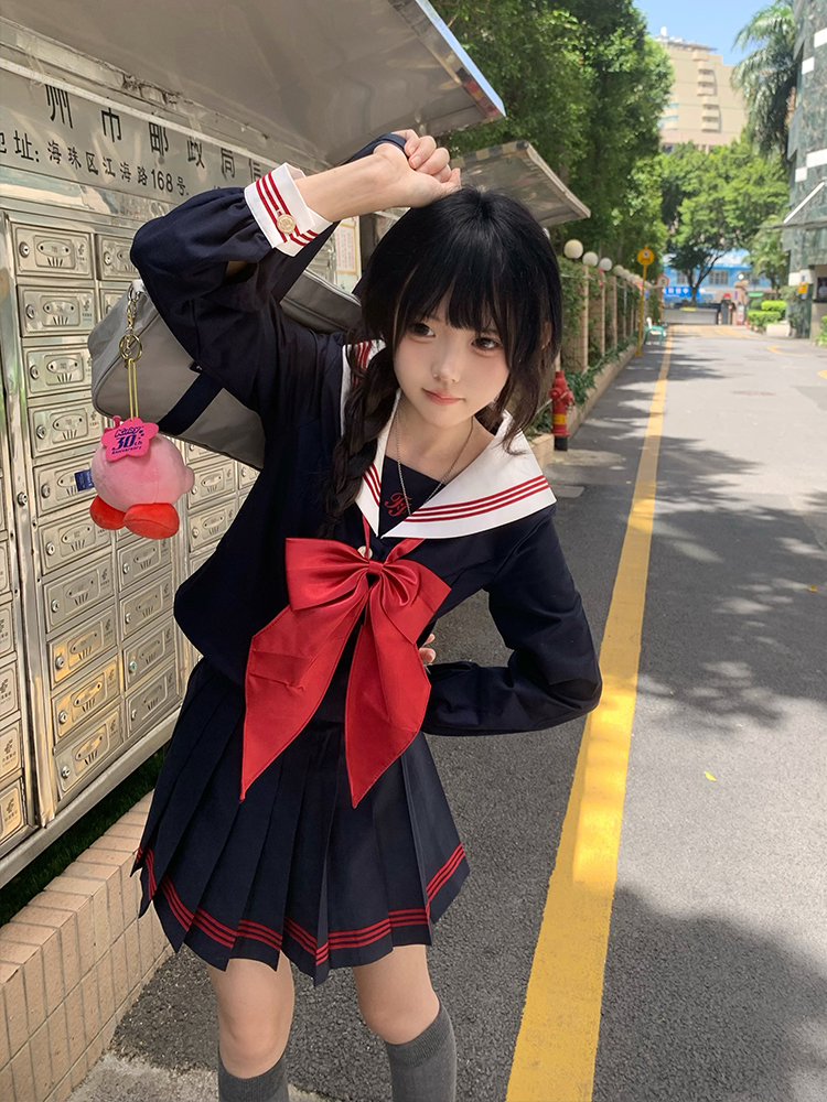 セーラー服 リボン飾り学園風セーラートップス