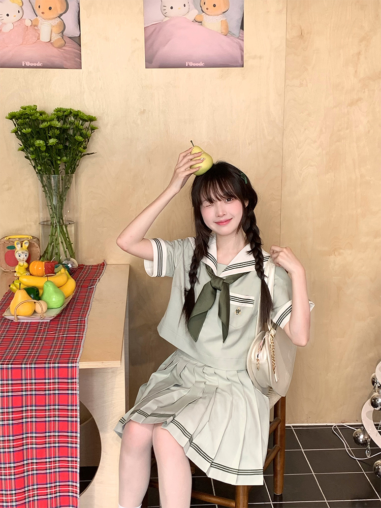 セーラー服 清楚リボン セーラー半袖トップス