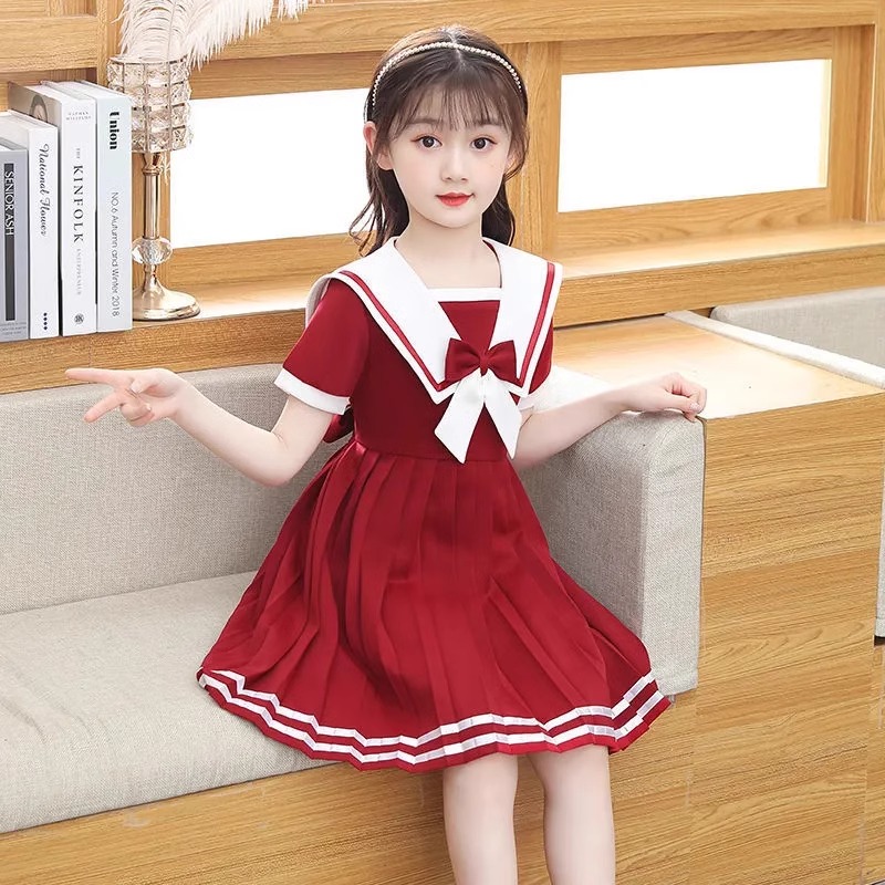 セーラー服 清楚リボン飾り半袖セーラーワンピース