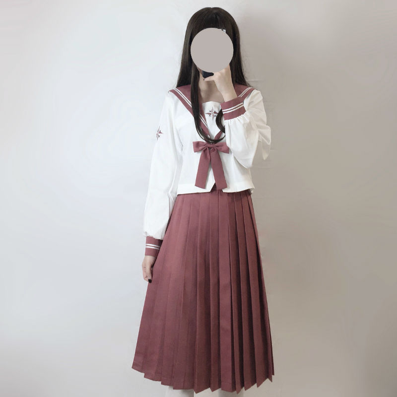 セーラー服 星柄刺繍リボン付きセーラーブラウス