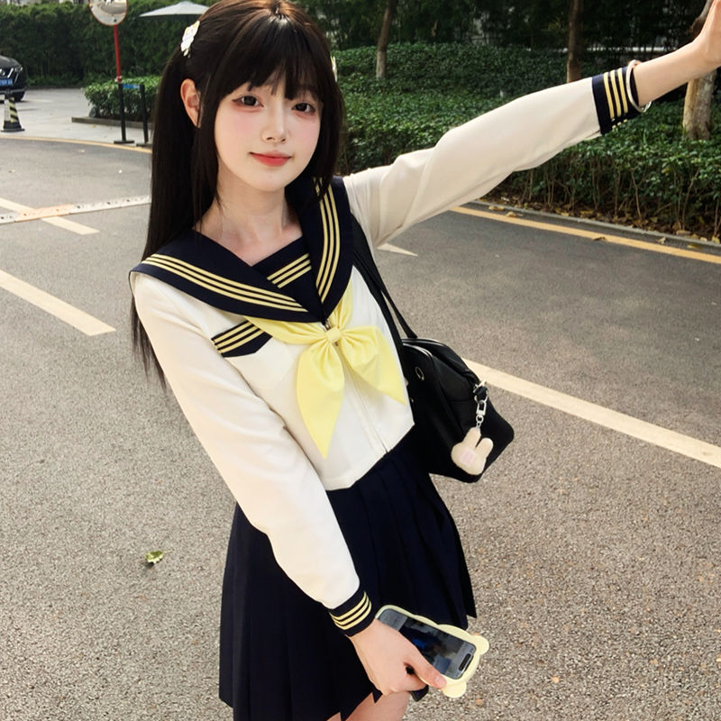 セーラー服 伝統的な襟ライン 長袖セーラートップス