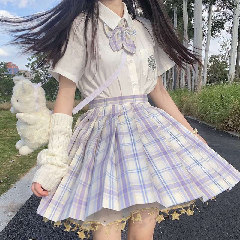 女の子 おしゃれ 制服 子供用  スーツ 長袖  半袖 白シャツ チェック柄 スカート 学生服 子供服 トレンド