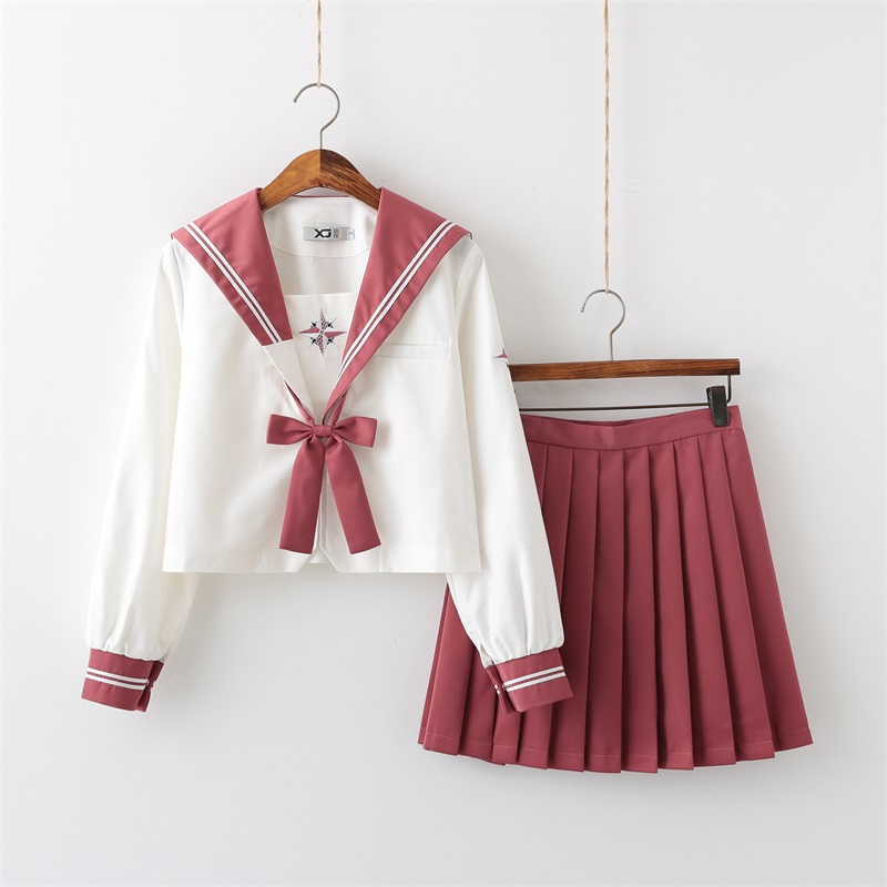 セーラー服 星柄刺繍リボン付きセーラーブラウス