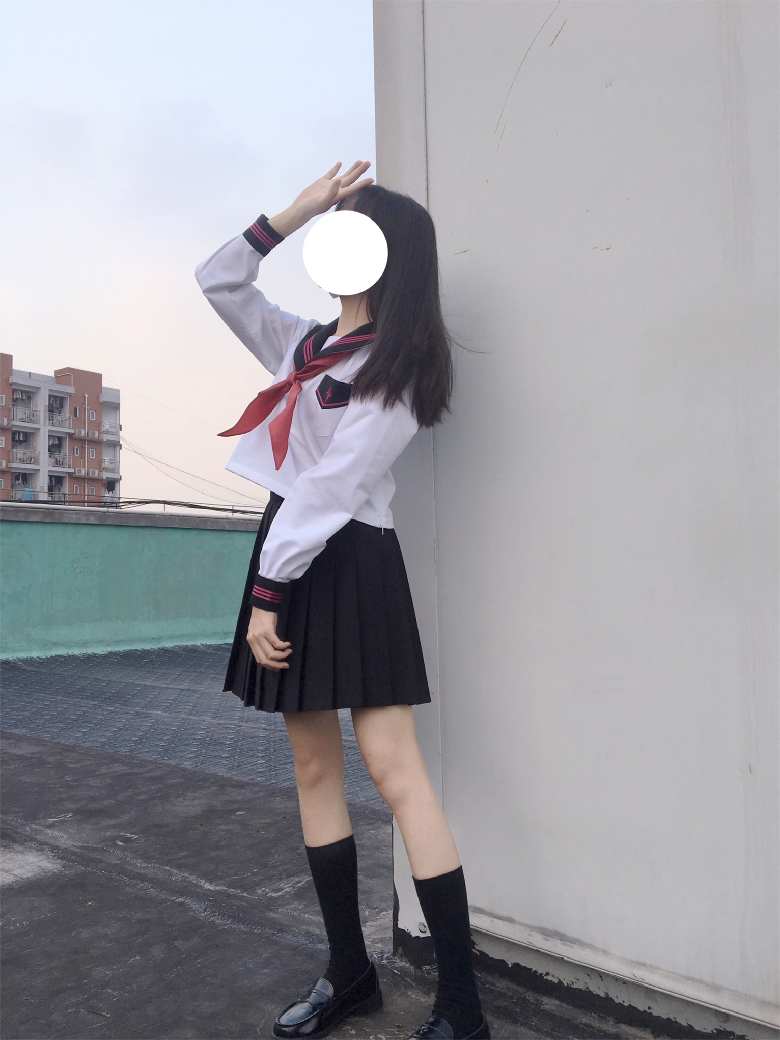 セーラー服 星型ワッペン付きマリン風セーラートップス
