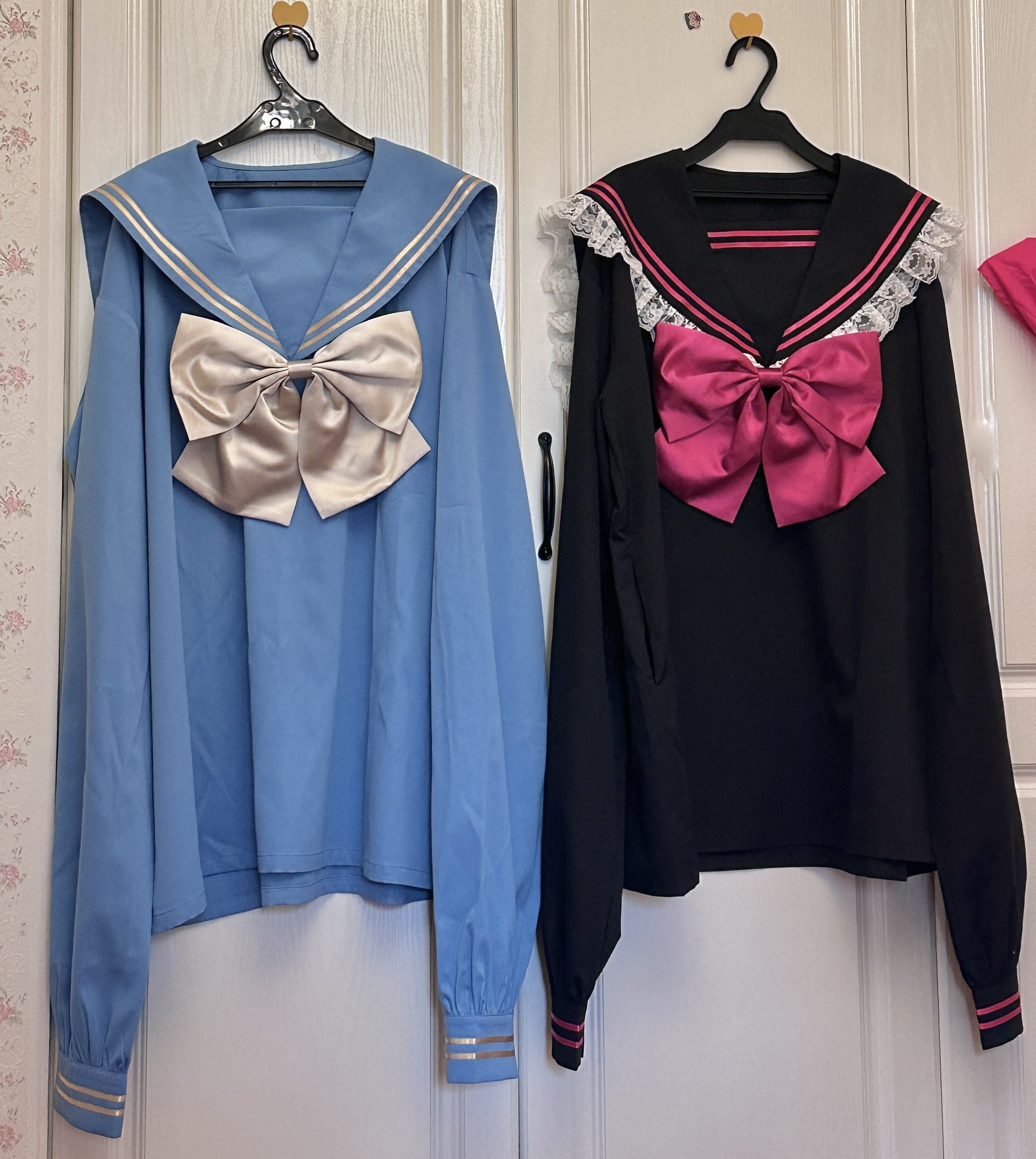 セーラー服 大きめリボン付き長袖セーラートップス