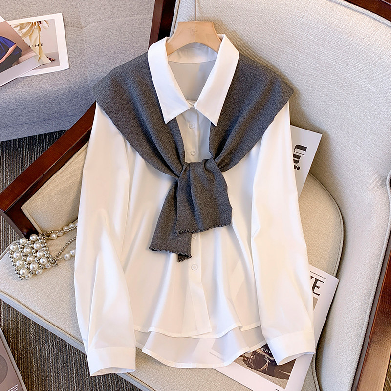 セーラー服 スカーフ付き長袖セーラー風ブラウス