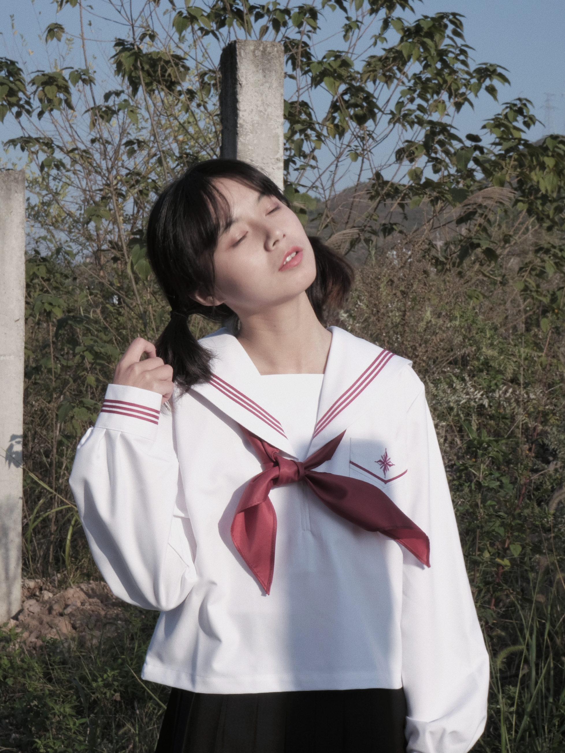 セーラー服 星型ワッペン付きマリン風セーラートップス