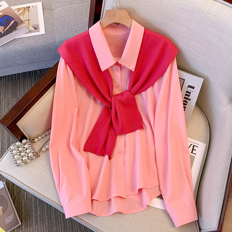 セーラー服 スカーフ付き長袖セーラー風ブラウス